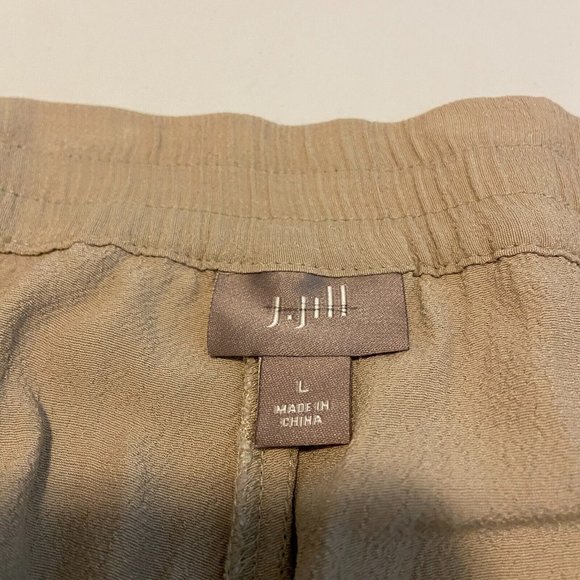 J Jill Women L Crop Pull On Pant Beige Crinkle Elastic Stretch Waist Lightweight - Picture 4 of 10